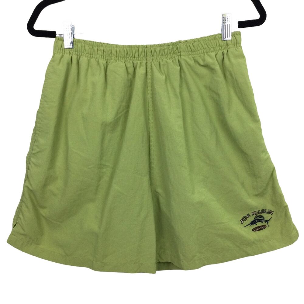 Joe Marlin Unwind Embroidered Flap Pocket Green Lined Swim Trunk Men Size L